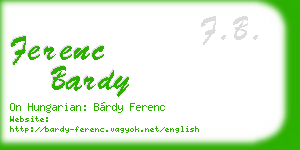 ferenc bardy business card